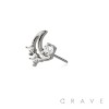 316L SURGICAL STEEL THREADLESS PUSH IN MOON BEZEL START CZ TOP PART